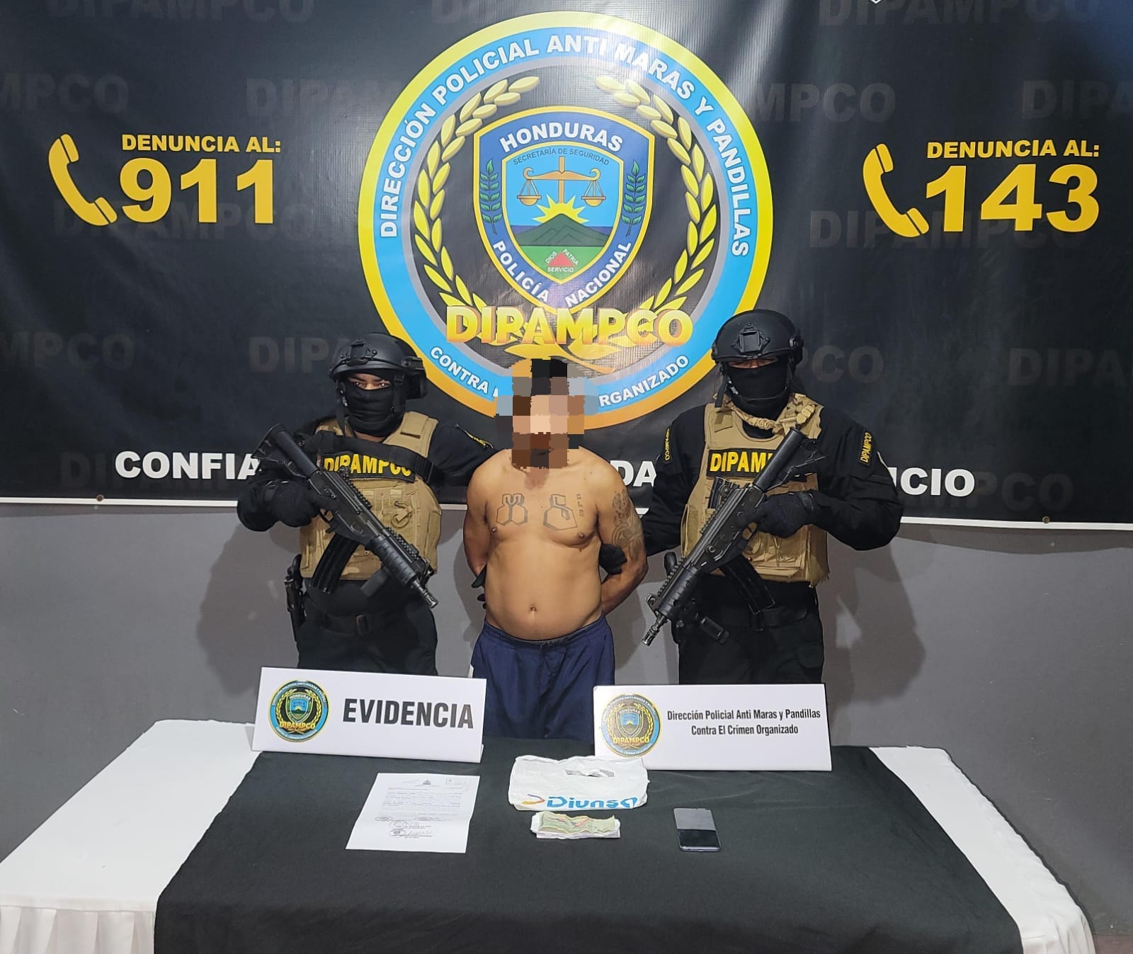 DIPAMPCO detiene a alias “El Spayking” cabecilla de la MS-13 cuando exigía extorsión en Yoro