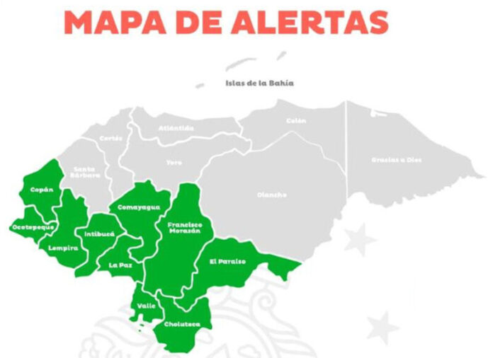 Alerta Verde para 10 departamentos por lluvias