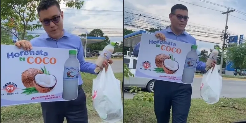 ¡Con título en mano! Universitario vende horchata de coco en calles de SPS ante falta de empleo en Honduras