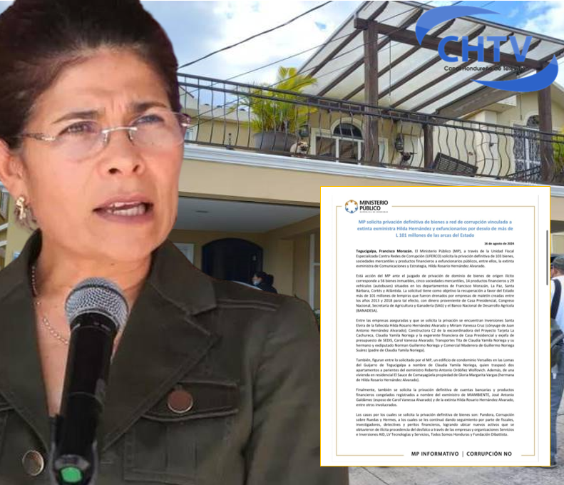 Privación definitiva de bienes ligados a Hilda Hernández solicita el MP