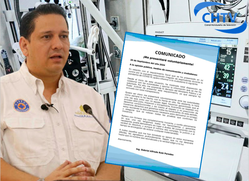 Gabriel Rubí Paredes presentará voluntariamente ante las autoridades por el caso de respiradores artificiales del Covid 19