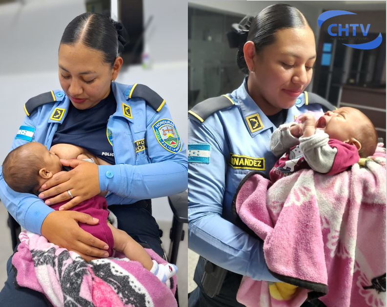 Policía Femenina amamanta y cuida a recién nacido abandonado