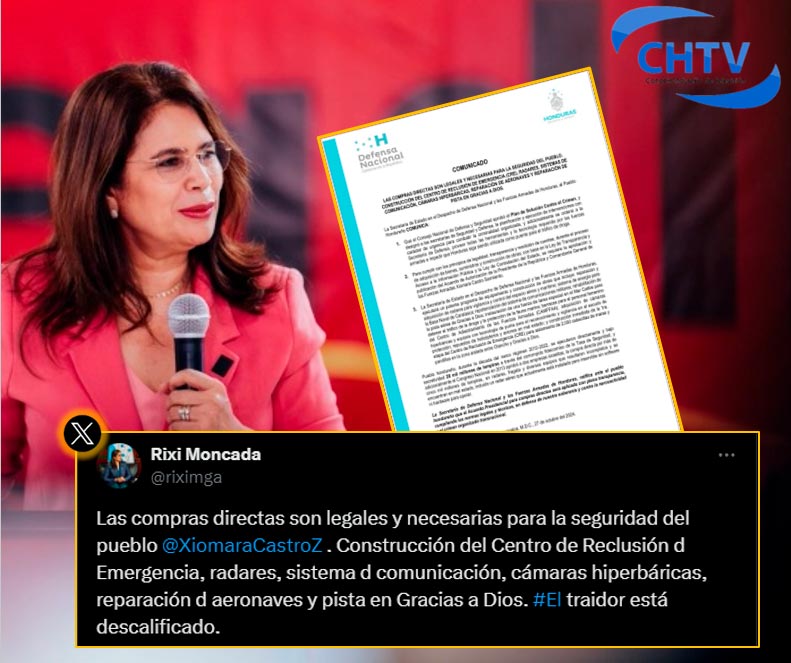 Rixi Moncada defiende que las compras directas “son legales y necesarias”
