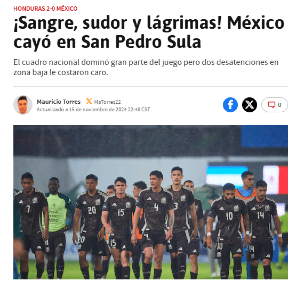 Prensa mexicana reacciona indignada tras perder ante Honduras y pide sancionar a la “H” tras agresión a Aguirre