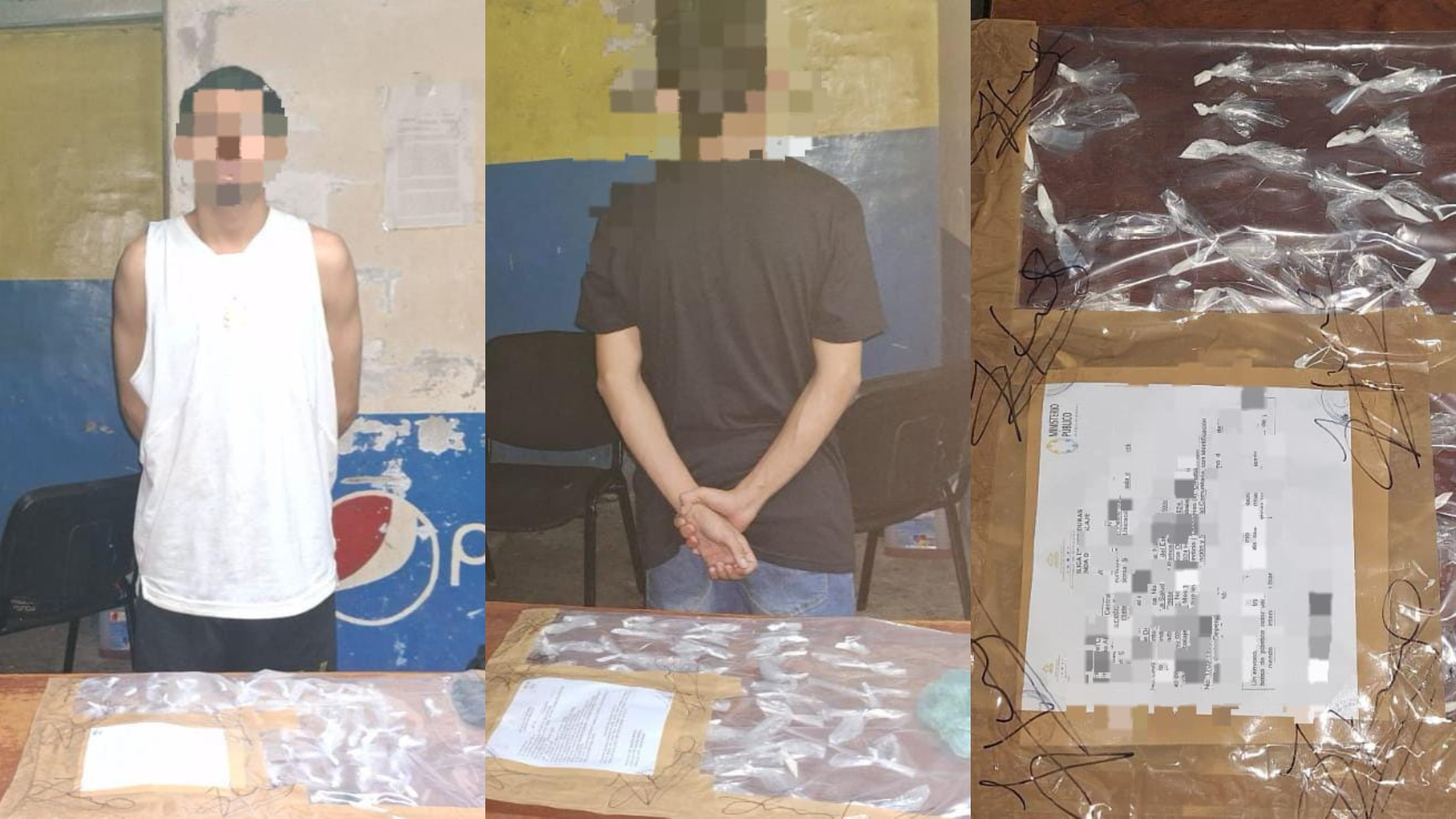 Alias “El Manueles” y sus socios, integrantes de la Pandilla-18 son detenidos con más de 150 sustancias de cocaína en San Pedro Sula