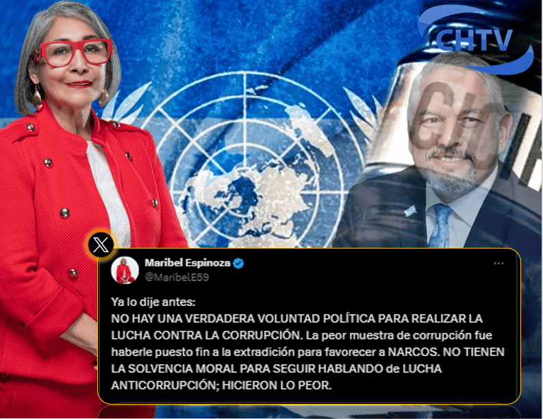 Maribel Espinoza arremete contra Canciller Enrique Reina: “La peor corrupción fue eliminar la extradición y siguen prometiendo la CICIH”