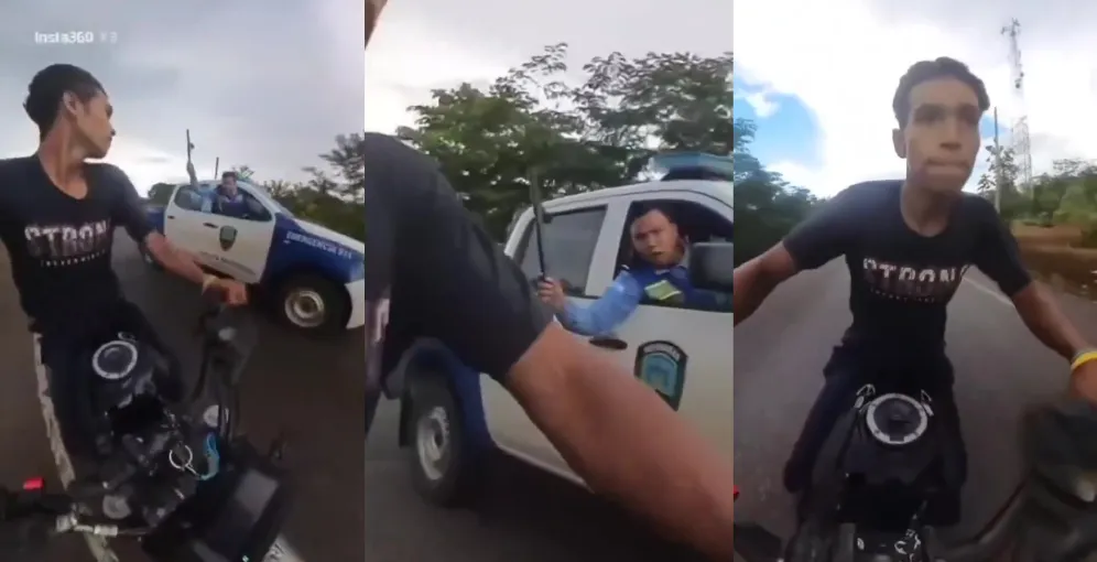 Video muestra persecución entre motociclista y patrulla policial en Cofradía, Cortés