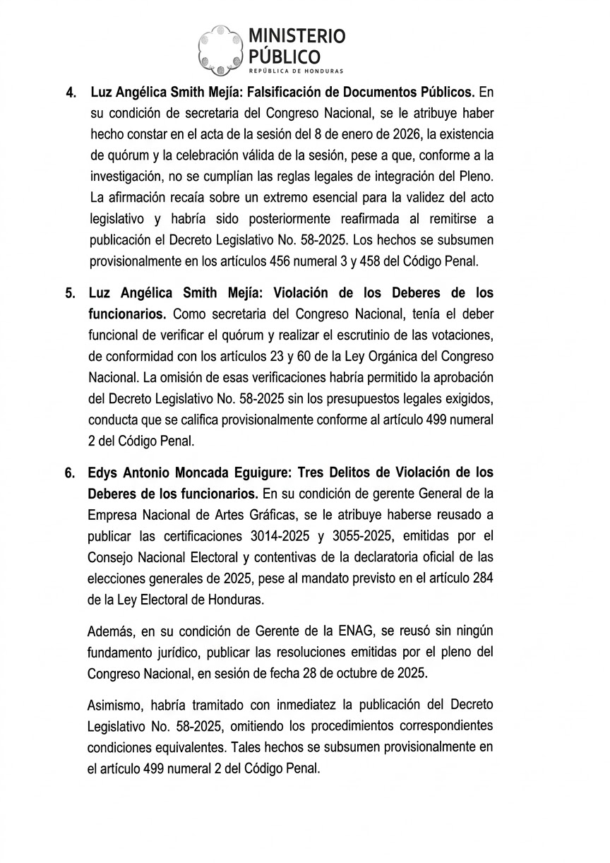 Ante la CSJ: requerimiento fiscal que involucra a Redondo y exmiembros de la Comisión Permanente