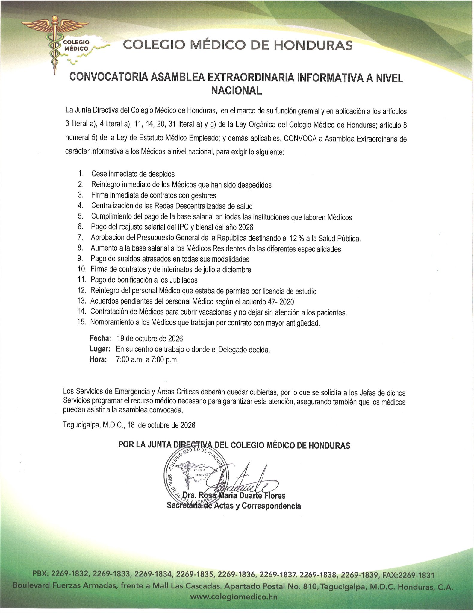 EN MEDIO DE TENSIONES, MÉDICOS CONVOCAN NUEVAS ASAMBLEAS INFORMATIVAS PARA ESTE LUNES