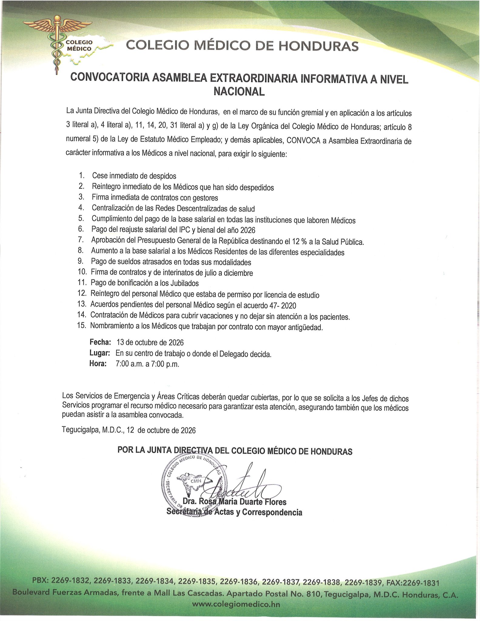 COLEGIO MÉDICO MANTIENE ASAMBLEAS INFORMATIVAS EN TODO EL PAÍS