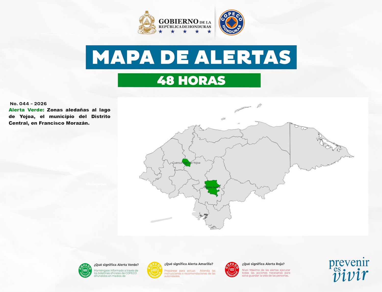COPECO mantiene alerta verde en el Distrito Central y zonas aledañas al lago de Yojoa