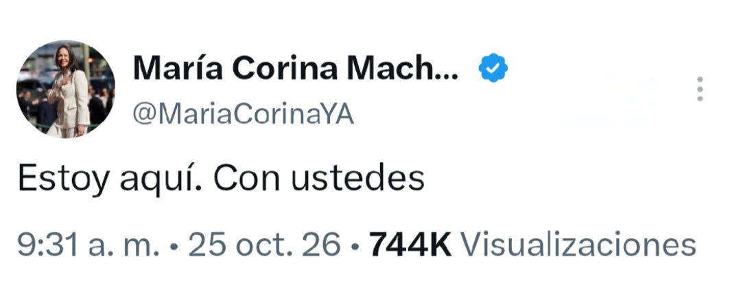 María Corina regresa a Venezuela tras meses de ausencia y anuncia: “Estoy aquí”
