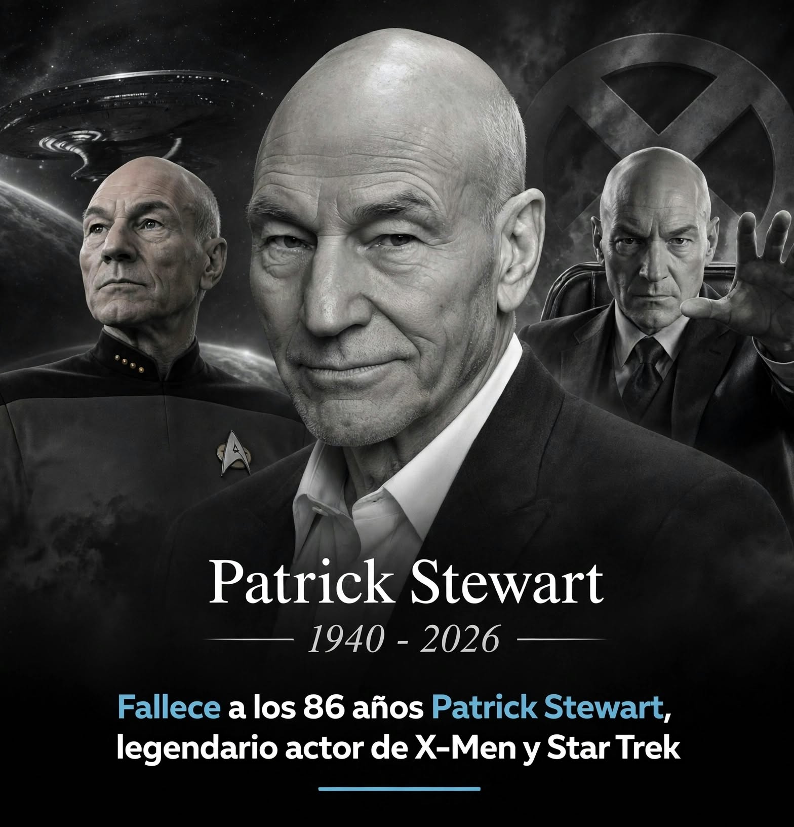 FALLECE A LOS 86 AÑOS SIR PATRICK STEWART, EL LEGENDARIO ACTOR DE STAR TREK Y X-MEN